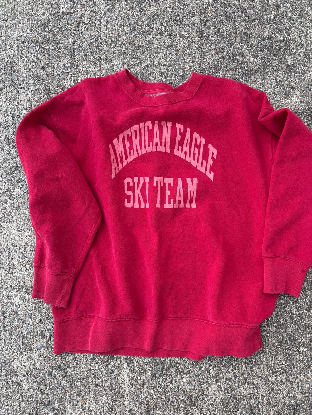 American Eagle Outfitters Red Crewneck Sweatshirt with Ski Team Print
